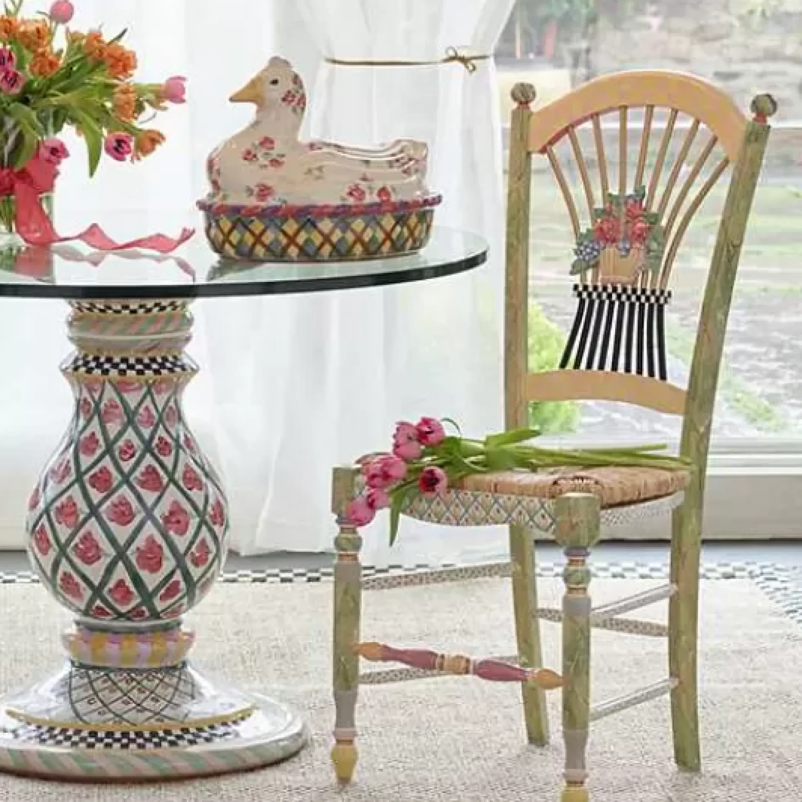 MacKenzie-Childs Light Flower Basket Side Chair< Dining Room & Kitchen