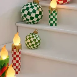 MacKenzie-Childs Light Green Check Tabletop Ornament< Room Accents