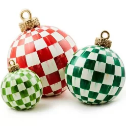 MacKenzie-Childs Light Green Check Tabletop Ornament< Room Accents