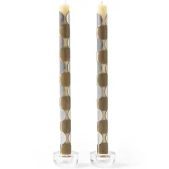 MacKenzie-Childs Macrodot Grey Dinner Candles, Set of 2< Candles & Fragrances|Table Accessories