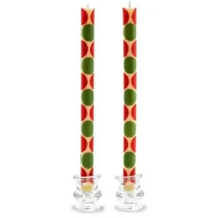 MacKenzie-Childs Macrodot Red  Green Dinner Candles, Set of 2< Holiday|Candles & Fragrances