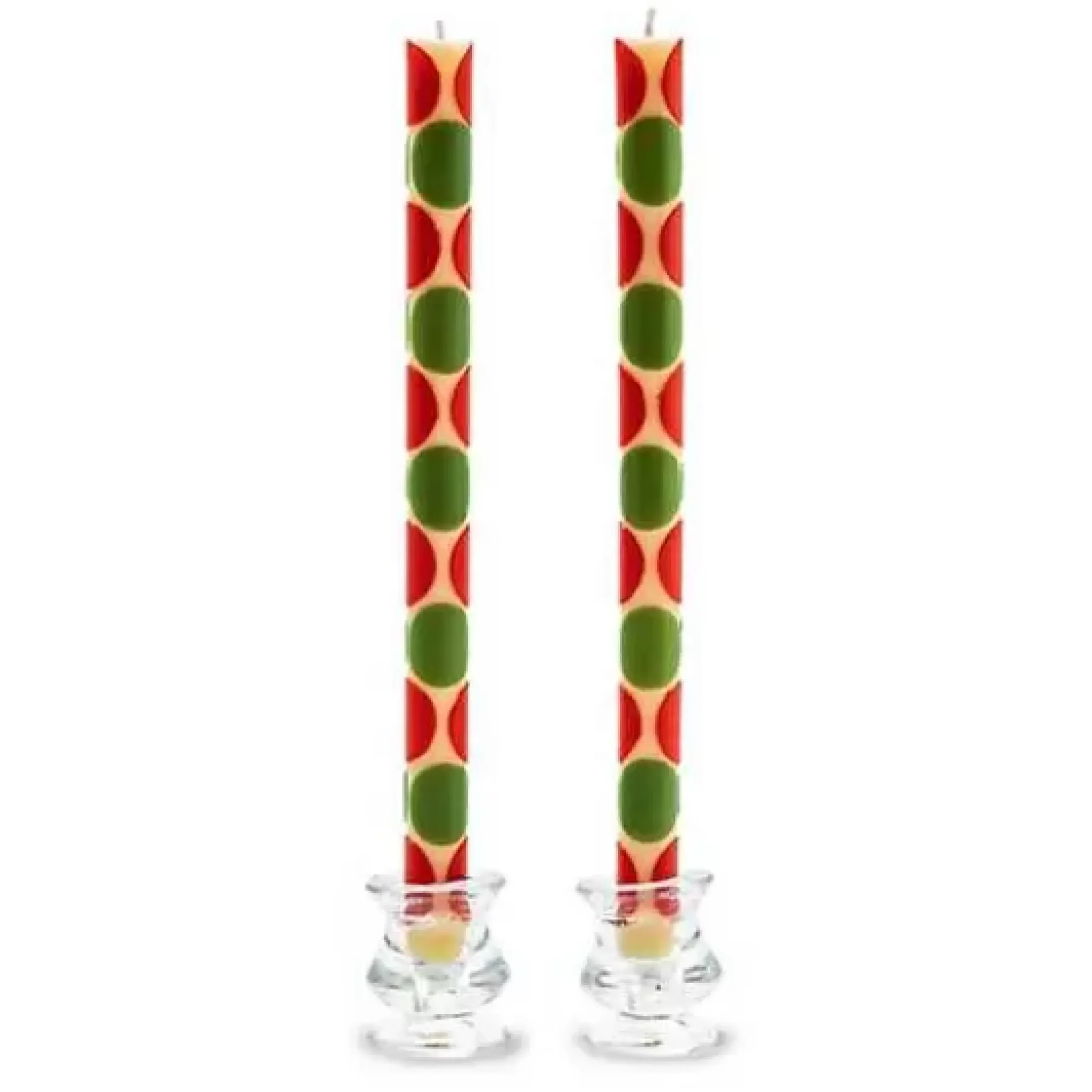 MacKenzie-Childs Macrodot Red Green Dinner Candles, Set of 2< Holiday|Candles & Fragrances