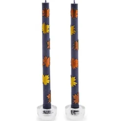 MacKenzie-Childs Maple Leaf Navy Dinner Candles, Set of 2< The Fall Shop|Candles & Fragrances