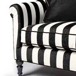 MacKenzie-Childs Marquee Black Stripe Chenille Loveseat< Living Room