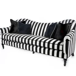 MacKenzie-Childs Marquee Black Stripe Chenille Sofa< Living Room