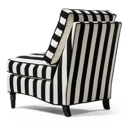 MacKenzie-Childs Marquee Black Stripe Chenille Armless Chair< Living Room
