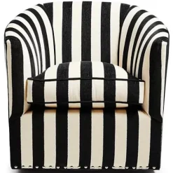 MacKenzie-Childs Marquee Black Stripe Chenille Swivel Chair< Living Room
