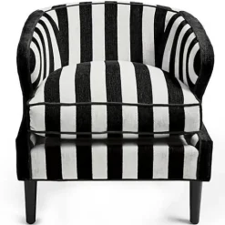 MacKenzie-Childs Marquee Black Stripe Chenille Accent Chair< Living Room