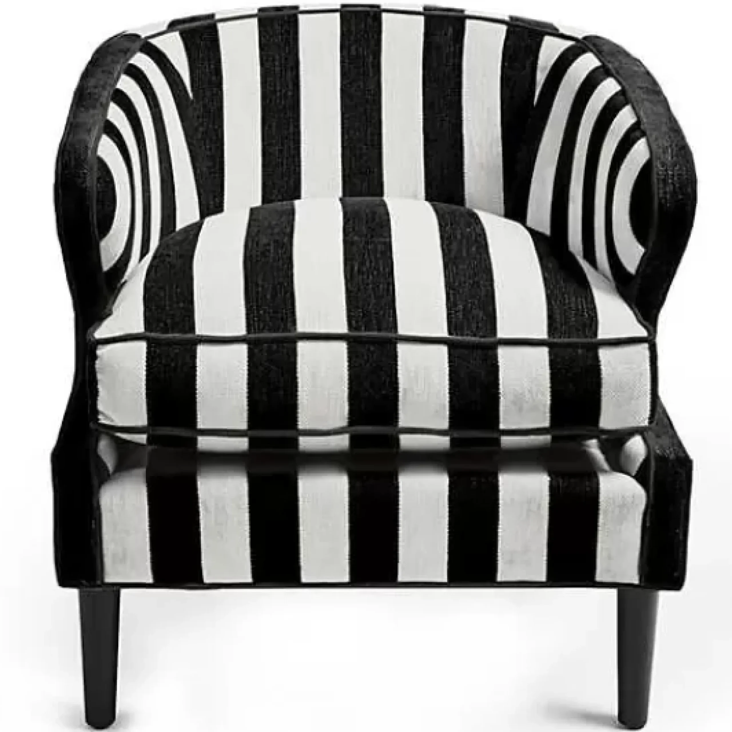 MacKenzie-Childs Marquee Black Stripe Chenille Accent Chair< Living Room