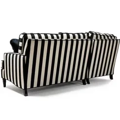 MacKenzie-Childs Marquee Black Stripe 2-Piece Left Arm Chaise Sectional< Living Room