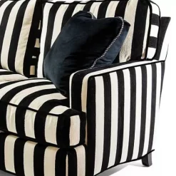 MacKenzie-Childs Marquee Black Stripe 2-Piece Left Arm Chaise Sectional< Living Room