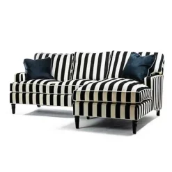 MacKenzie-Childs Marquee Black Stripe 2-Piece Right Arm Chaise Sectional< Living Room