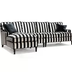 MacKenzie-Childs Marquee Black Stripe 2-Piece Right Arm Chaise Sectional< Living Room