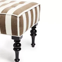 MacKenzie-Childs Marquee Brown Stripe Chenille Upholstered Bench< Bedroom|Living Room