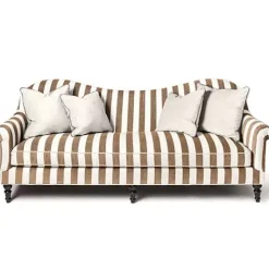 MacKenzie-Childs Marquee Brown Stripe Chenille Sofa< Living Room