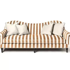 MacKenzie-Childs Marquee Brown Stripe Chenille Sofa< Living Room