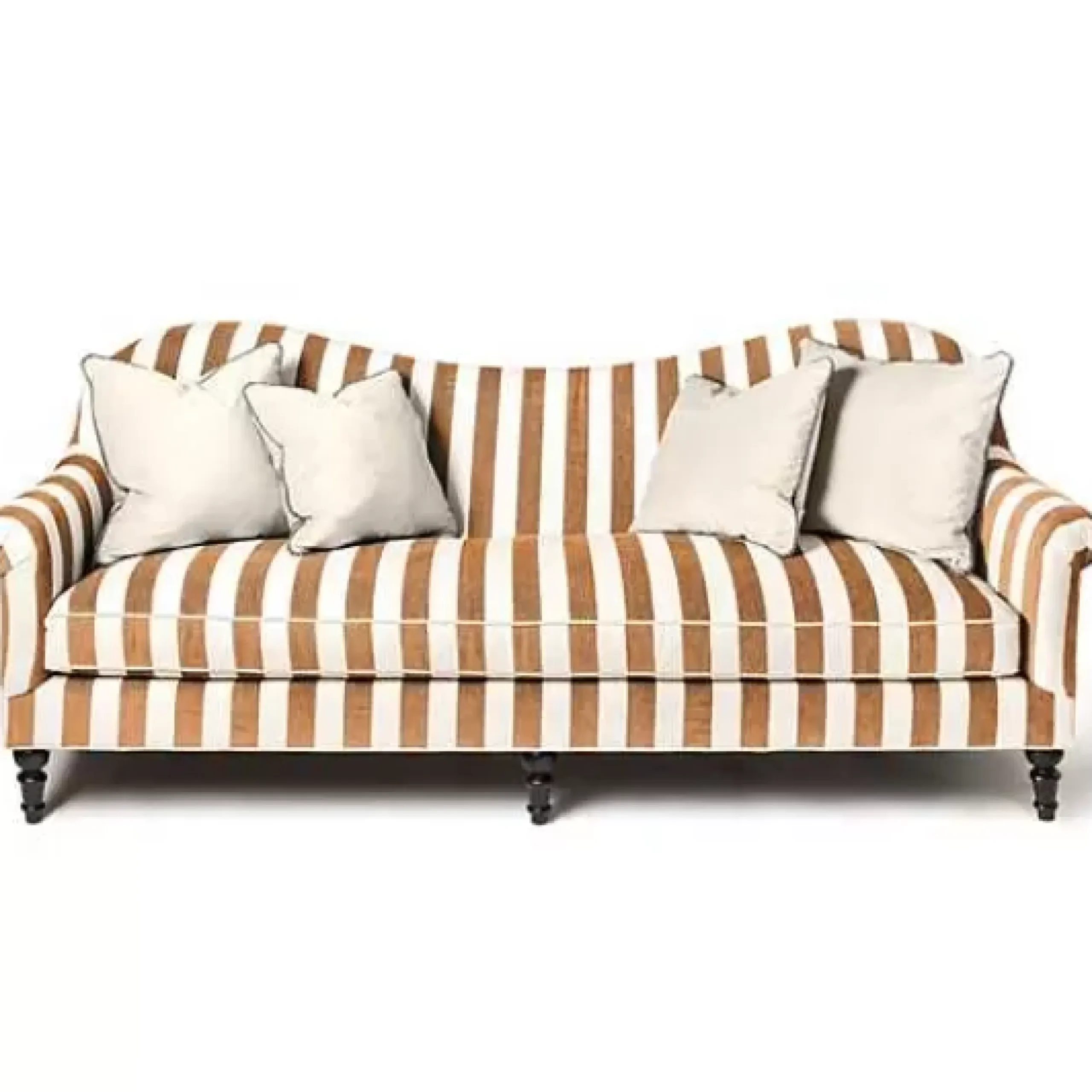 MacKenzie-Childs Marquee Brown Stripe Chenille Sofa< Living Room