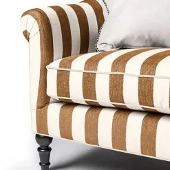 MacKenzie-Childs Marquee Brown Stripe Chenille Sofa< Living Room