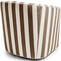 MacKenzie-Childs Marquee Brown Stripe Chenille Swivel Chair< Living Room