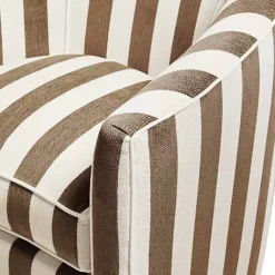 MacKenzie-Childs Marquee Brown Stripe Chenille Swivel Chair< Living Room