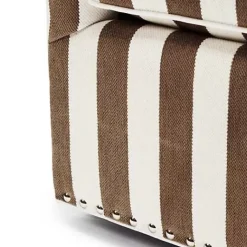 MacKenzie-Childs Marquee Brown Stripe Chenille Swivel Chair< Living Room