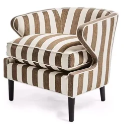MacKenzie-Childs Marquee Brown Stripe Chenille Accent Chair< Living Room