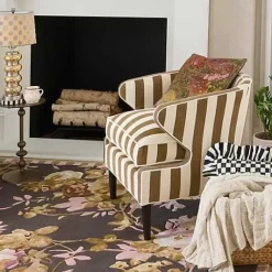 MacKenzie-Childs Marquee Brown Stripe Chenille Accent Chair< Living Room