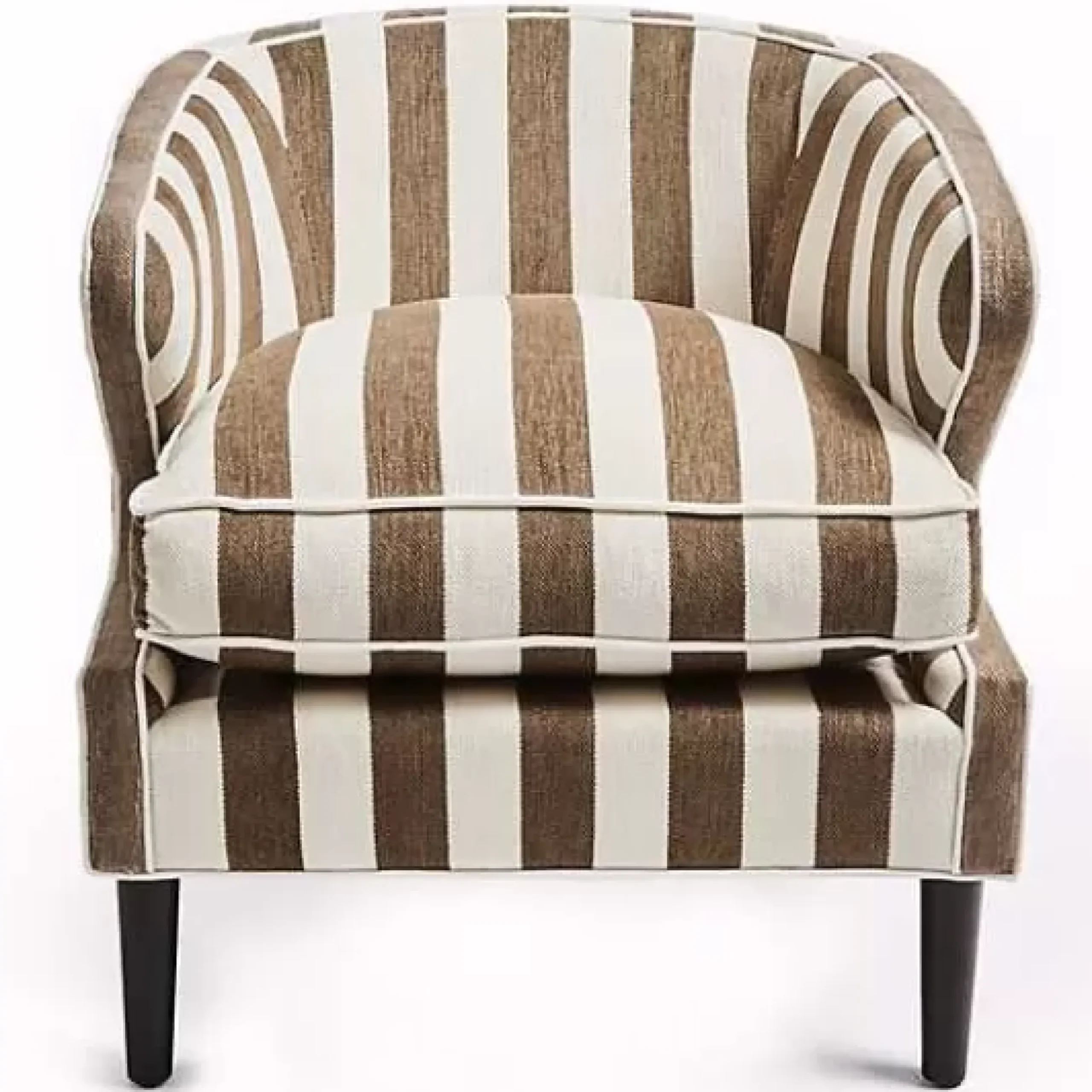 MacKenzie-Childs Marquee Brown Stripe Chenille Accent Chair< Living Room