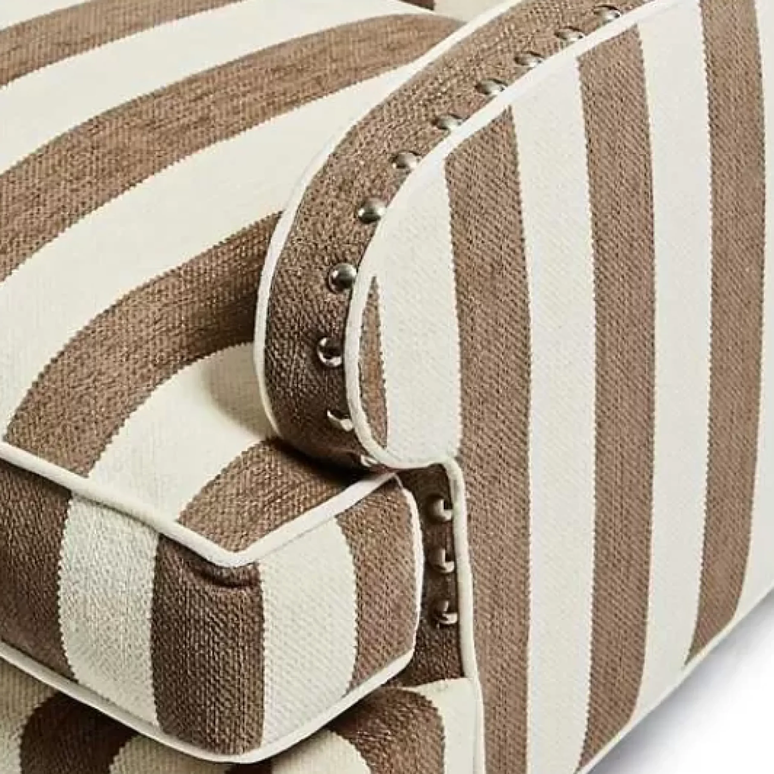 MacKenzie-Childs Marquee Brown Stripe Chenille Wing Chair< Living Room