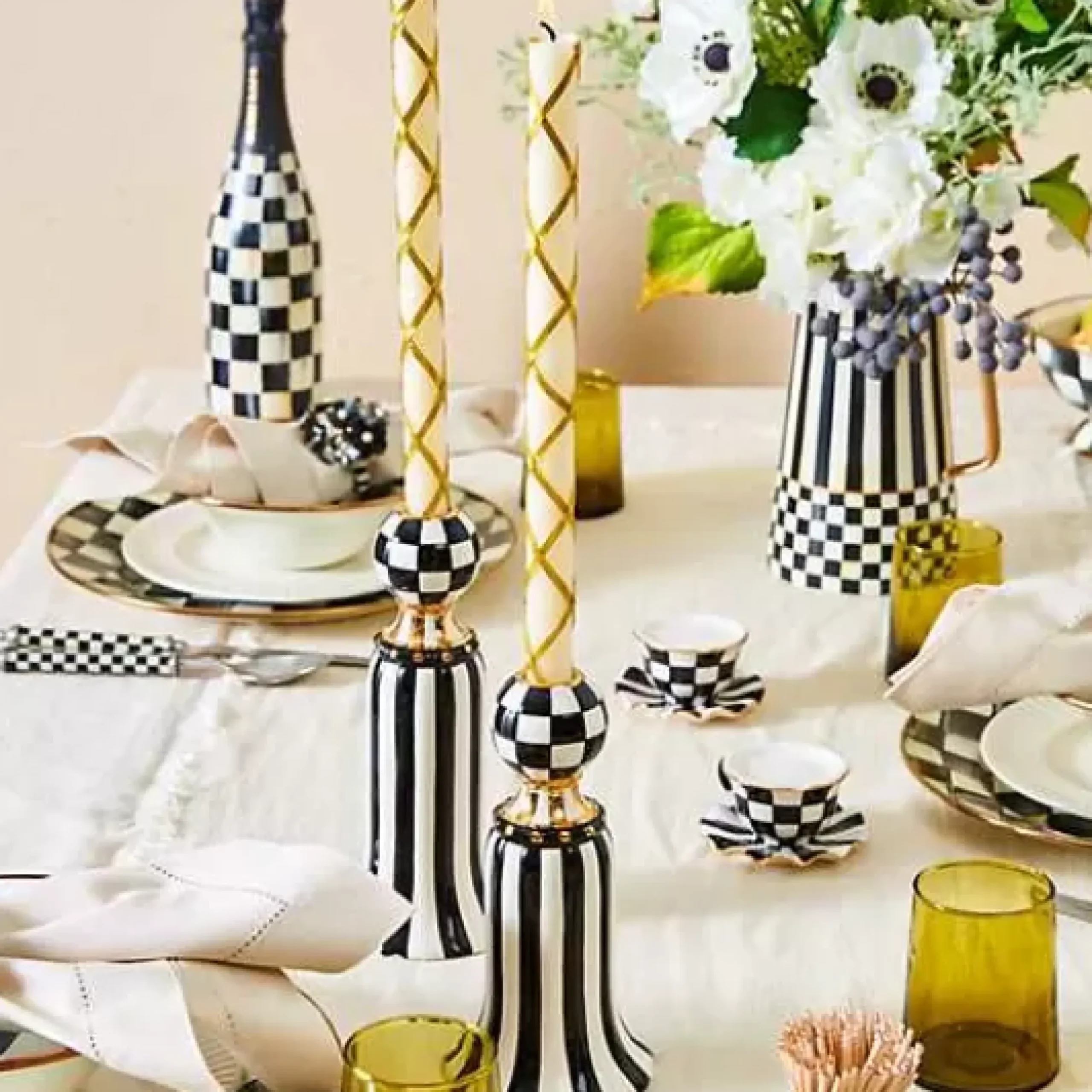 MacKenzie-Childs Marquee Candle Holders, Set of 2< Candles & Fragrances|Room Accents