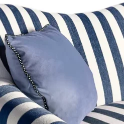 MacKenzie-Childs Marquee Navy Stripe Chenille Loveseat< Living Room