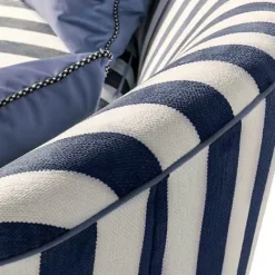 MacKenzie-Childs Marquee Navy Stripe Chenille Loveseat< Living Room