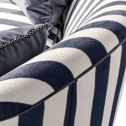 MacKenzie-Childs Marquee Navy Stripe Chenille Sofa< Living Room