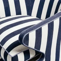 MacKenzie-Childs Marquee Navy Stripe Chenille Accent Chair< Living Room