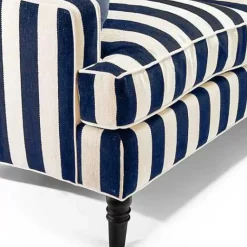 MacKenzie-Childs Marquee Navy Stripe 2-Piece Left Arm Chaise Sectional< Living Room