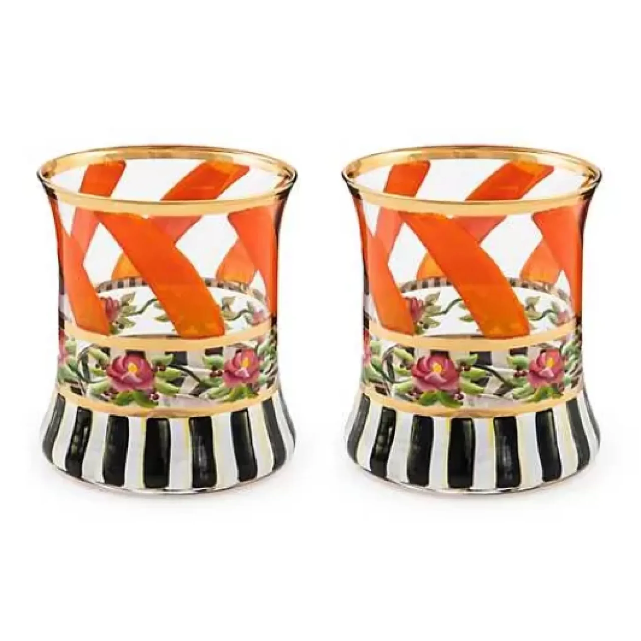 MacKenzie-Childs Maypole Apricot Tumbler Glass, Set of 2< Drinkware|Fall Entertaining