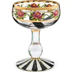 MacKenzie-Childs Maypole Black Coupe Glass< Drinkware|Bar Entertaining