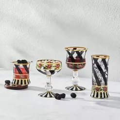 MacKenzie-Childs Maypole Black Coupe Glass< Drinkware|Bar Entertaining