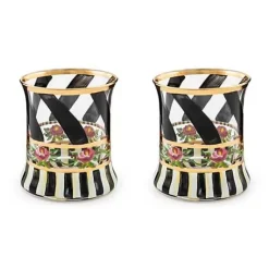 MacKenzie-Childs Maypole Black Tumbler Glass, Set of 2< Drinkware|Bar Entertaining