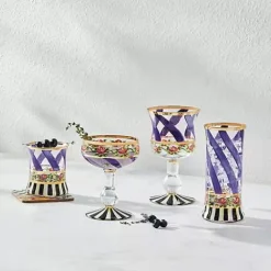 MacKenzie-Childs Maypole Lavender Highball Glass, Set of 2< Holiday|The Halloween Shop