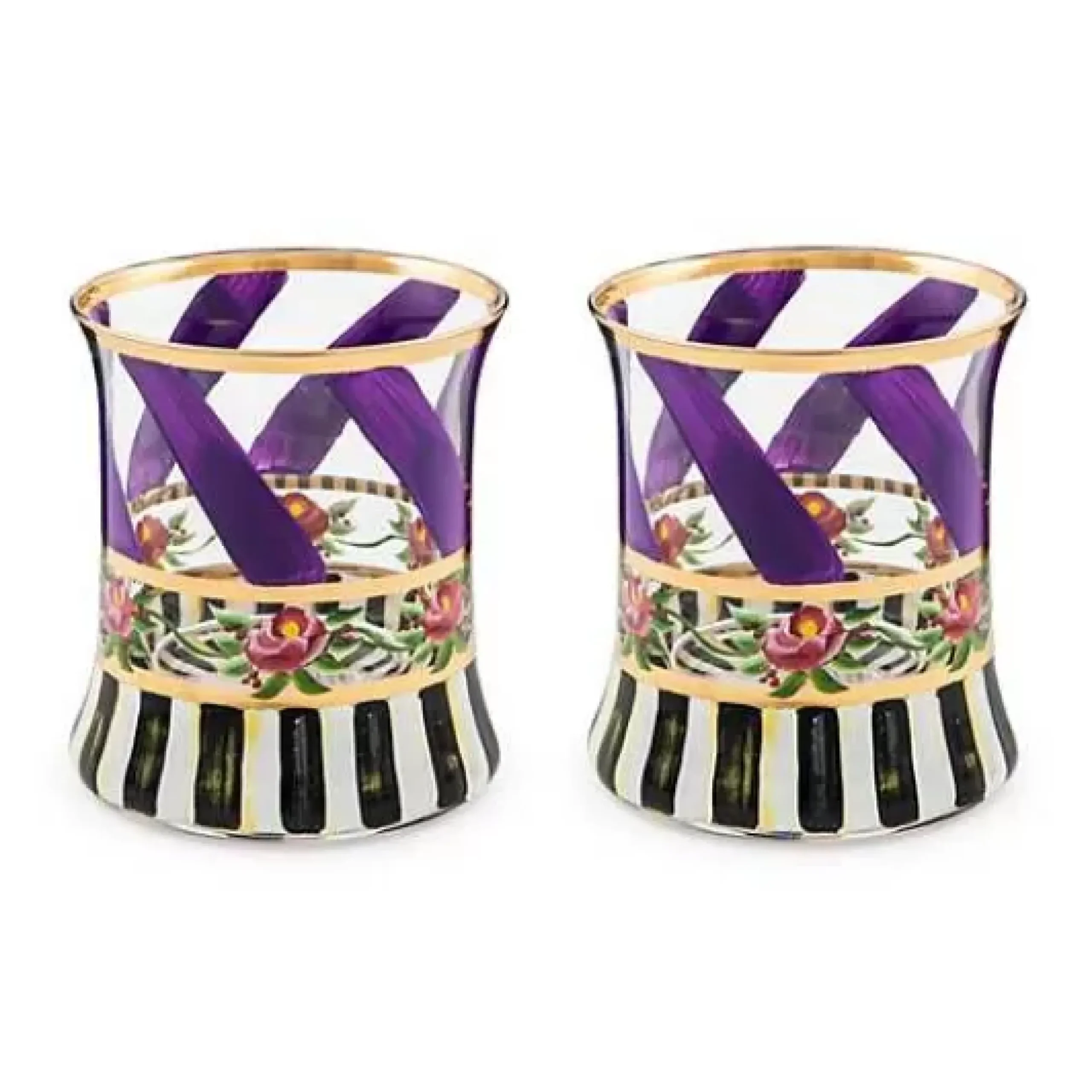 MacKenzie-Childs Maypole Lavender Tumbler Glass, Set of 2< Drinkware