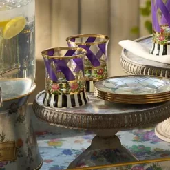 MacKenzie-Childs Maypole Lavender Tumbler Glass, Set of 2< Drinkware