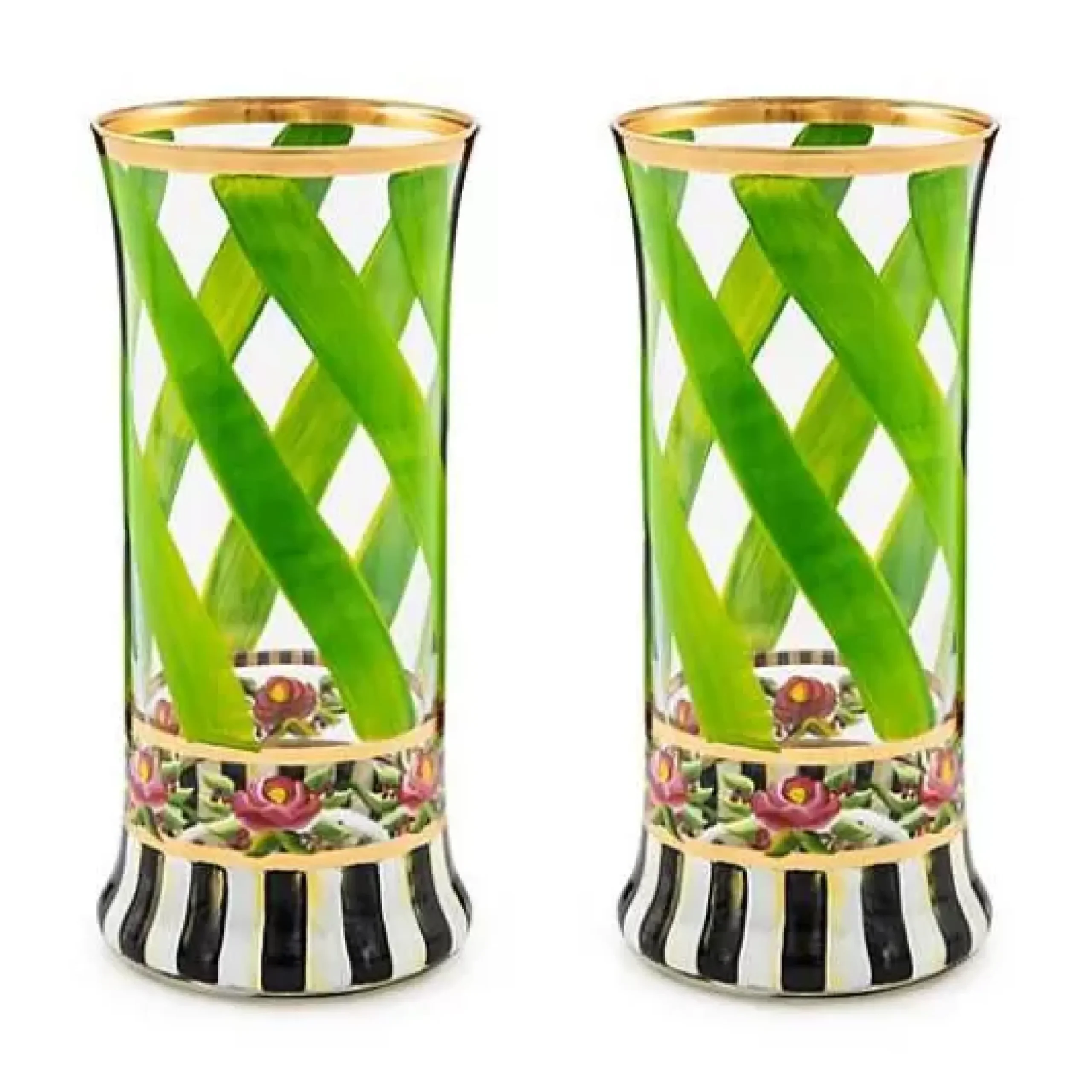 MacKenzie-Childs Maypole Leaf Highball Glass, Set of 2< Holiday|Drinkware