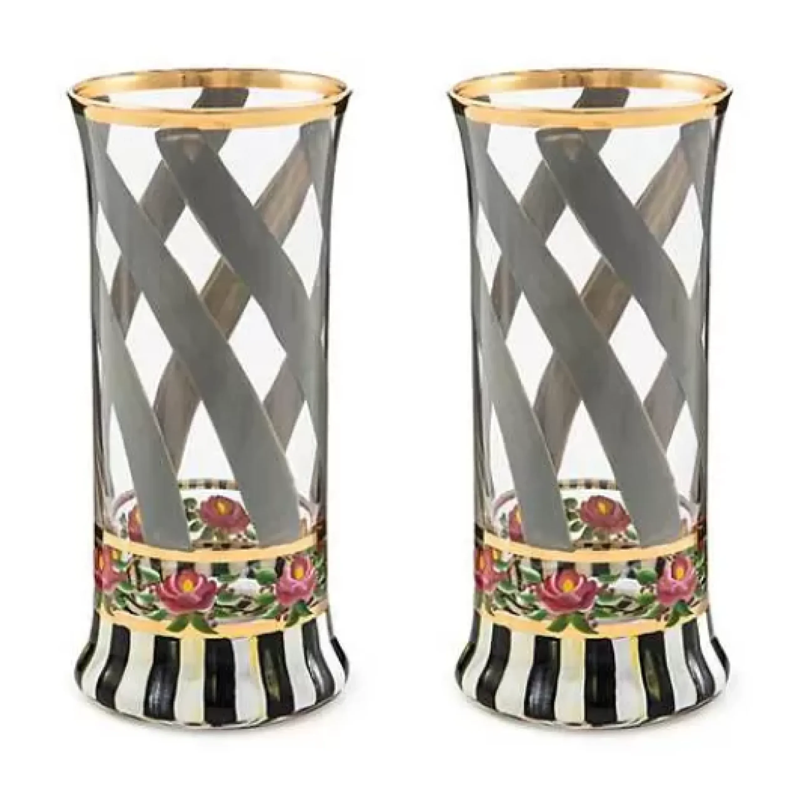 MacKenzie-Childs Maypole Sterling Highball Glass, Set of 2< Holiday|Drinkware