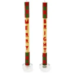 MacKenzie-Childs Merry  Bright Dinner Candles, Set of 2< Holiday|Candles & Fragrances