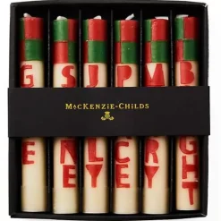 MacKenzie-Childs Merry  Bright Mini Dinner Candles, Set of 6< Holiday|Candles & Fragrances