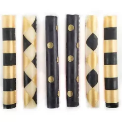 MacKenzie-Childs Mini Black Gold Dinner Candles, Set of 6< The Halloween Shop|Candles & Fragrances