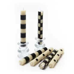 MacKenzie-Childs Mini Black  Ivory Dinner Candles, Set of 6< Candles & Fragrances|Table Accessories