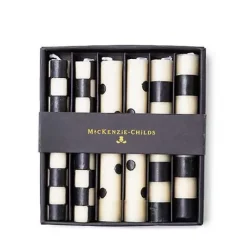 MacKenzie-Childs Mini Black  Ivory Dinner Candles, Set of 6< Candles & Fragrances|Table Accessories