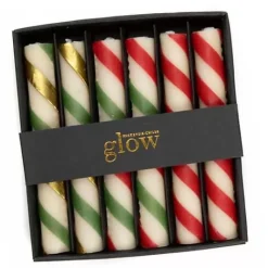 MacKenzie-Childs Mini Candy Cane Dinner Candles, Set of 6< Holiday|Candles & Fragrances
